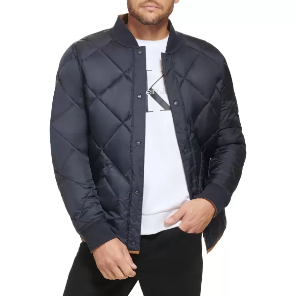 Calvin Klein Mens Reversible Diamond Quilted JacketDeep Red