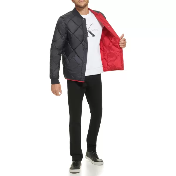 Calvin Klein Mens Reversible Diamond Quilted JacketDeep Red