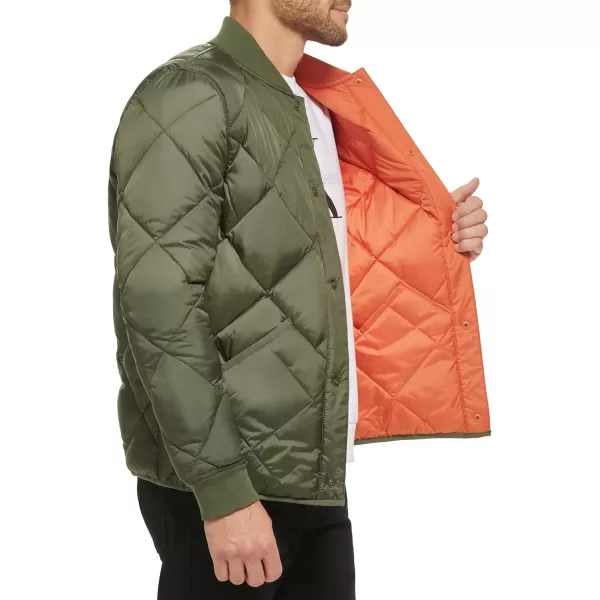 Calvin Klein Mens Reversible Diamond Quilted JacketOlive