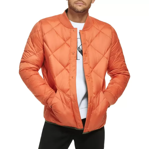 Calvin Klein Mens Reversible Diamond Quilted JacketOlive