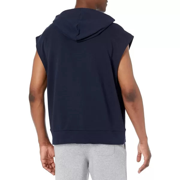 Calvin Klein Mens Sleeveless Relaxed Stencil Logo Pullover HoodieDark Sapphire