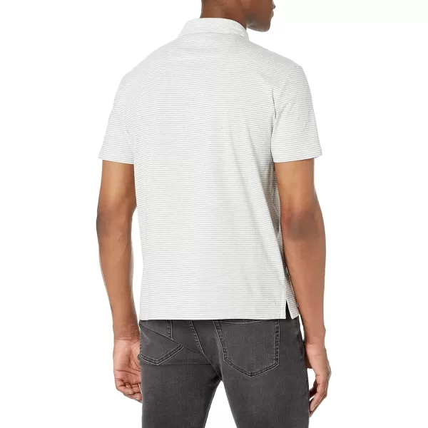 Calvin Klein Mens Smooth Cotton Monogram Logo Feeder Stripe Polo ShirtBrilliant White