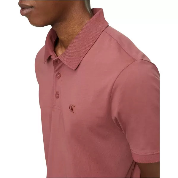 Calvin Klein Mens Smooth Cotton Monogram Logo Polo ShirtApple Butter