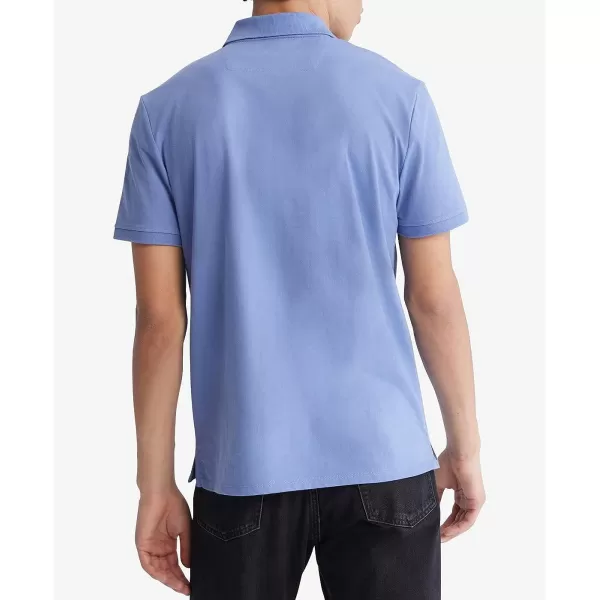 Calvin Klein Mens Smooth Cotton Monogram Logo Polo ShirtBleached Denim