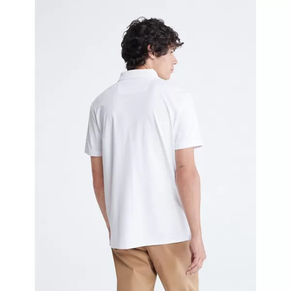 Calvin Klein Mens Smooth Cotton Monogram Logo Polo ShirtBrilliant White