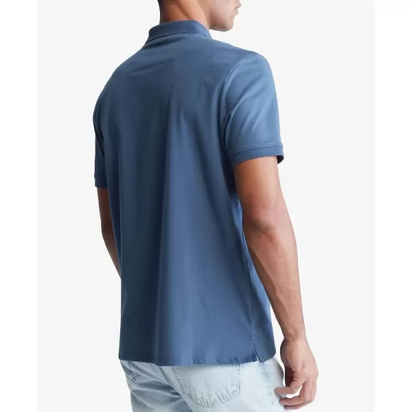 Calvin Klein Mens Smooth Cotton Monogram Logo Polo ShirtCrayon Blue