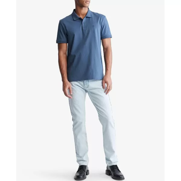 Calvin Klein Mens Smooth Cotton Monogram Logo Polo ShirtCrayon Blue