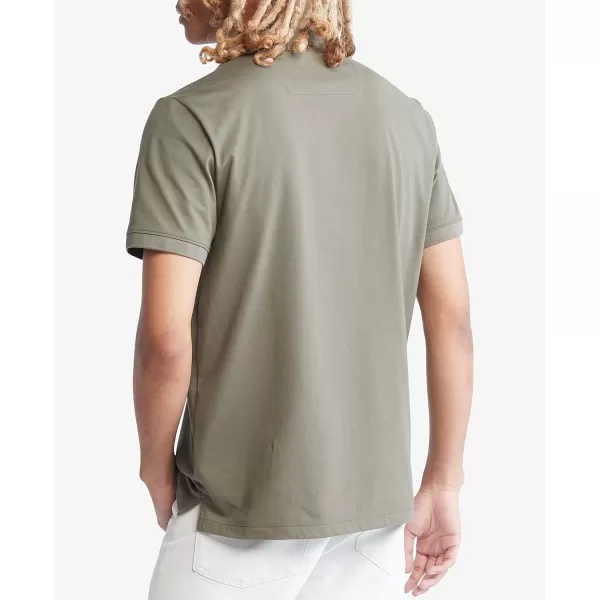 Calvin Klein Mens Smooth Cotton Monogram Logo Polo ShirtDusty Olive