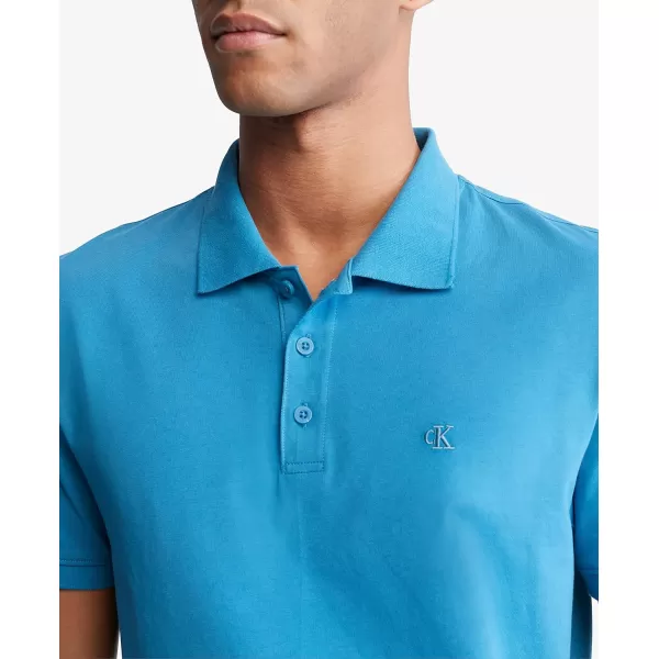 Calvin Klein Mens Smooth Cotton Monogram Logo Polo ShirtFaience