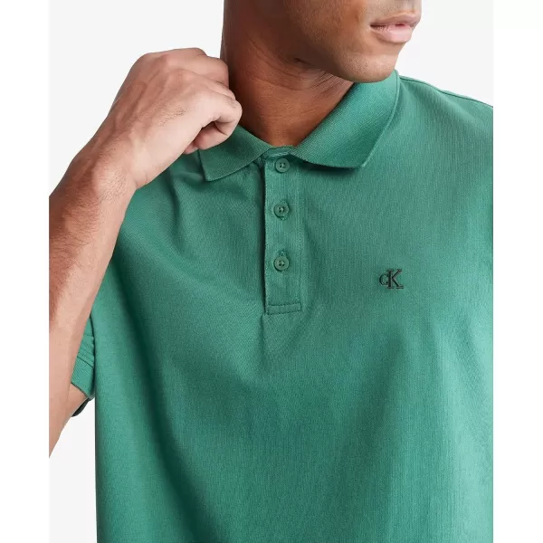 Calvin Klein Mens Smooth Cotton Monogram Logo Polo ShirtFoliage Green