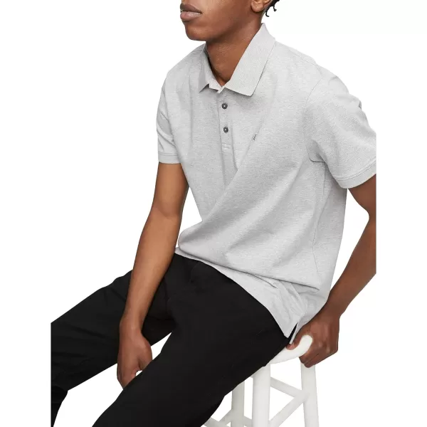Calvin Klein Mens Smooth Cotton Monogram Logo Polo ShirtHeroic Grey Heather