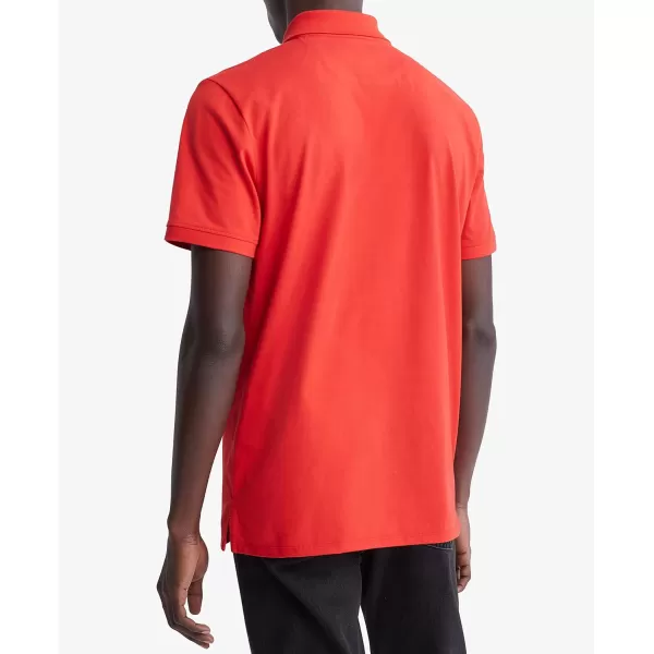 Calvin Klein Mens Smooth Cotton Monogram Logo Polo ShirtHigh Risk Red
