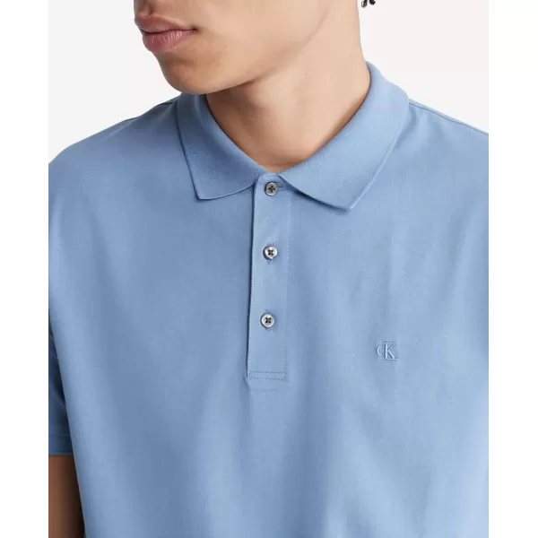 Calvin Klein Mens Smooth Cotton Monogram Logo Polo ShirtInfinity