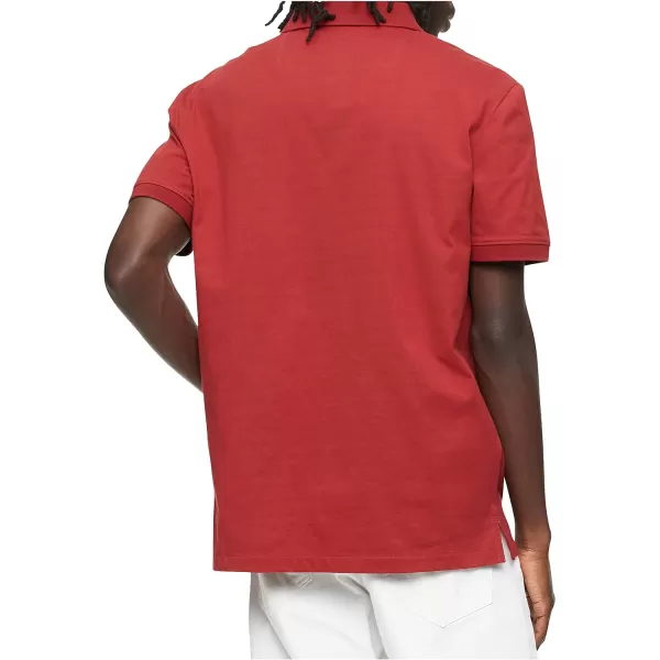 Calvin Klein Mens Smooth Cotton Monogram Logo Polo ShirtKaranda Red