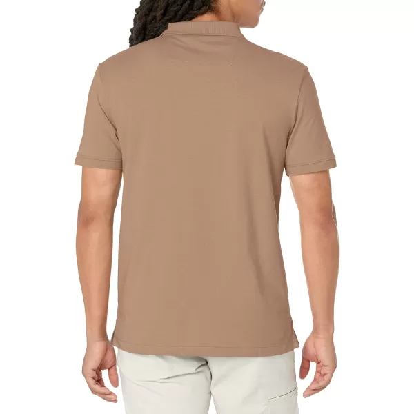 Calvin Klein Mens Smooth Cotton Monogram Logo Polo ShirtMauve Brown