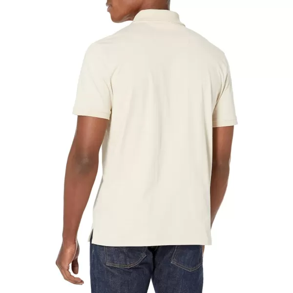 Calvin Klein Mens Smooth Cotton Monogram Logo Polo ShirtMudstone