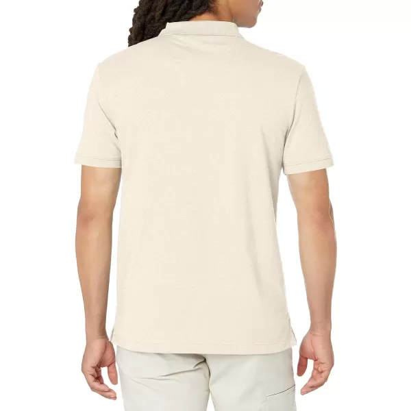 Calvin Klein Mens Smooth Cotton Monogram Logo Polo ShirtNatural Heather