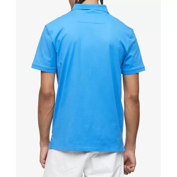 Calvin Klein Mens Smooth Cotton Monogram Logo Polo ShirtPalace Blue