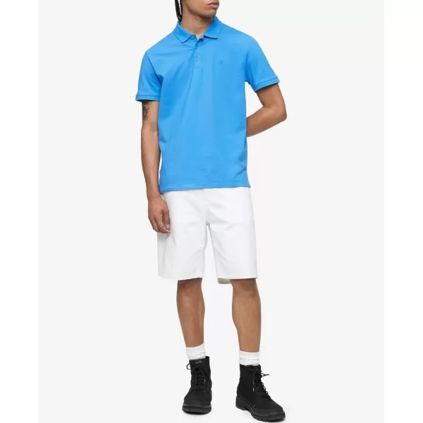 Calvin Klein Mens Smooth Cotton Monogram Logo Polo ShirtPalace Blue