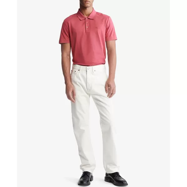 Calvin Klein Mens Smooth Cotton Monogram Logo Polo ShirtRaspberry Blush