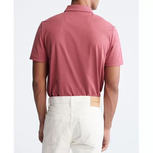 Calvin Klein Mens Smooth Cotton Monogram Logo Polo ShirtRaspberry Blush