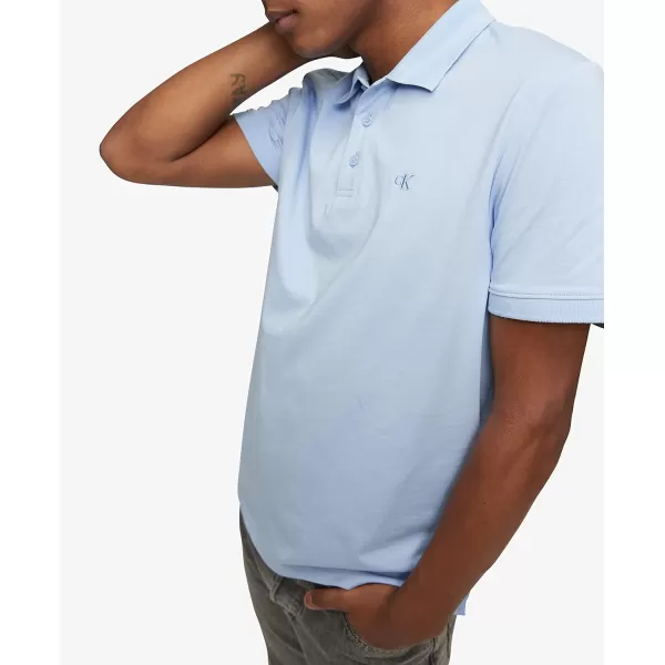 Calvin Klein Mens Smooth Cotton Monogram Logo Polo ShirtSerenity