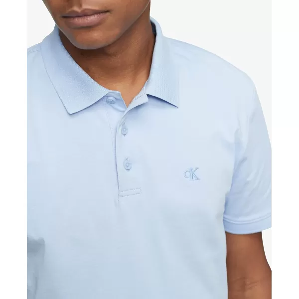 Calvin Klein Mens Smooth Cotton Monogram Logo Polo ShirtSerenity