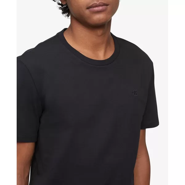 Calvin Klein Mens Smooth Cotton Solid Crewneck TShirtBlack Beauty