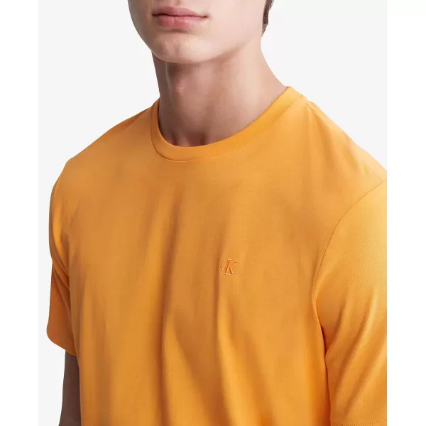 Calvin Klein Mens Smooth Cotton Solid Crewneck TShirtBlazing Orange