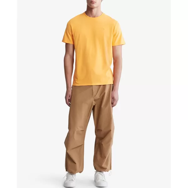 Calvin Klein Mens Smooth Cotton Solid Crewneck TShirtBlazing Orange