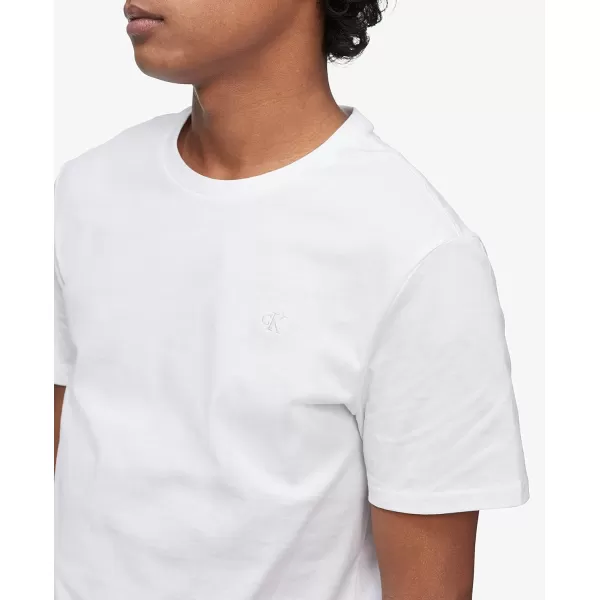 Calvin Klein Mens Smooth Cotton Solid Crewneck TShirtBrilliant White