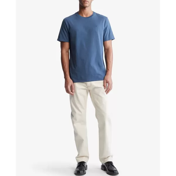 Calvin Klein Mens Smooth Cotton Solid Crewneck TShirtCrayon Blue