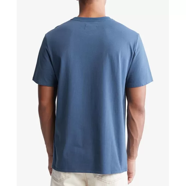 Calvin Klein Mens Smooth Cotton Solid Crewneck TShirtCrayon Blue