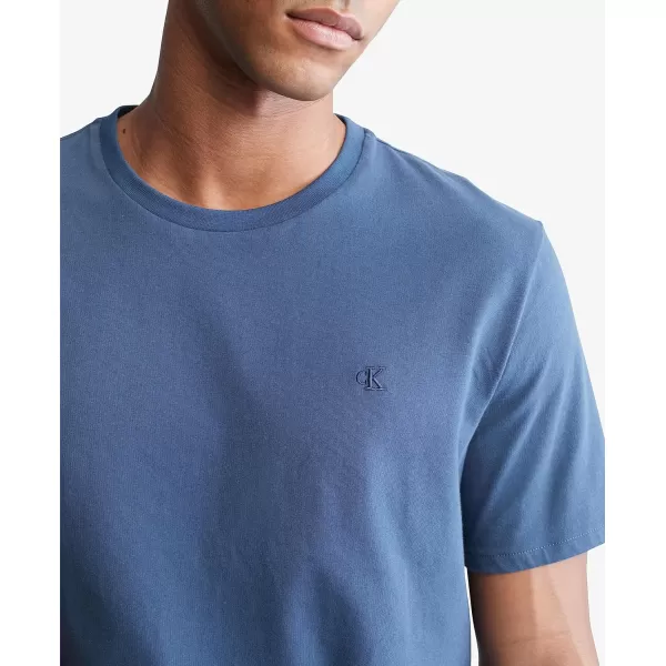 Calvin Klein Mens Smooth Cotton Solid Crewneck TShirtCrayon Blue