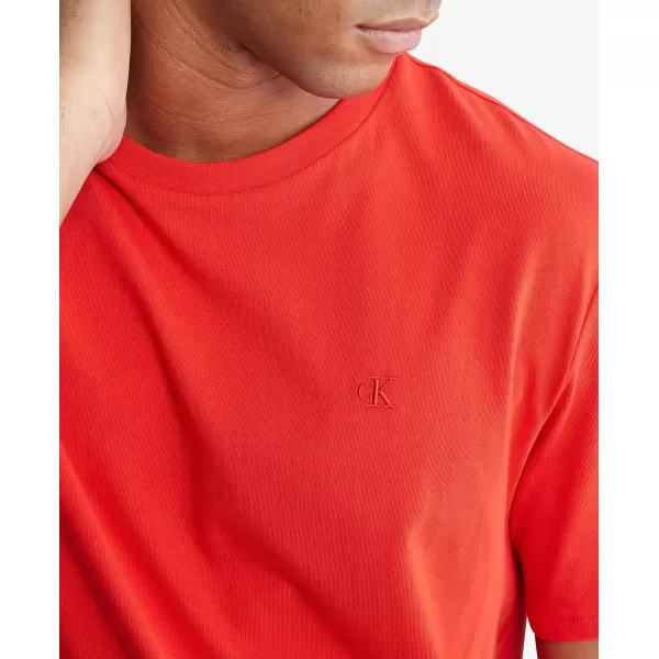 Calvin Klein Mens Smooth Cotton Solid Crewneck TShirtHigh Risk Red