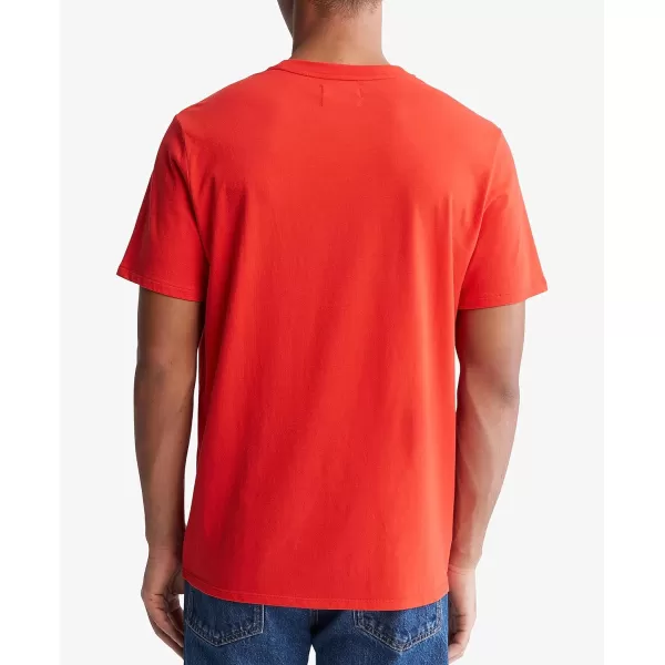 Calvin Klein Mens Smooth Cotton Solid Crewneck TShirtHigh Risk Red