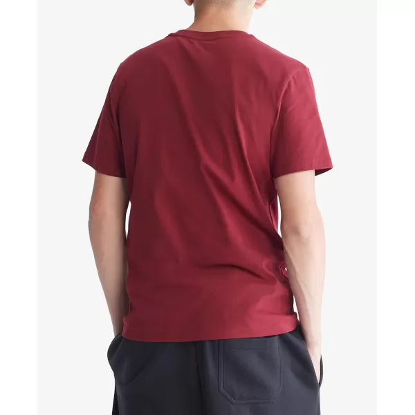 Calvin Klein Mens Smooth Cotton Solid Crewneck TShirtRed Carpet