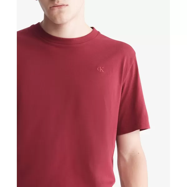 Calvin Klein Mens Smooth Cotton Solid Crewneck TShirtRed Carpet