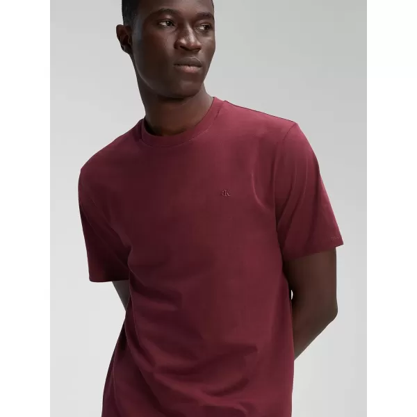 Calvin Klein Mens Smooth Cotton Solid Crewneck TShirtTawny Port