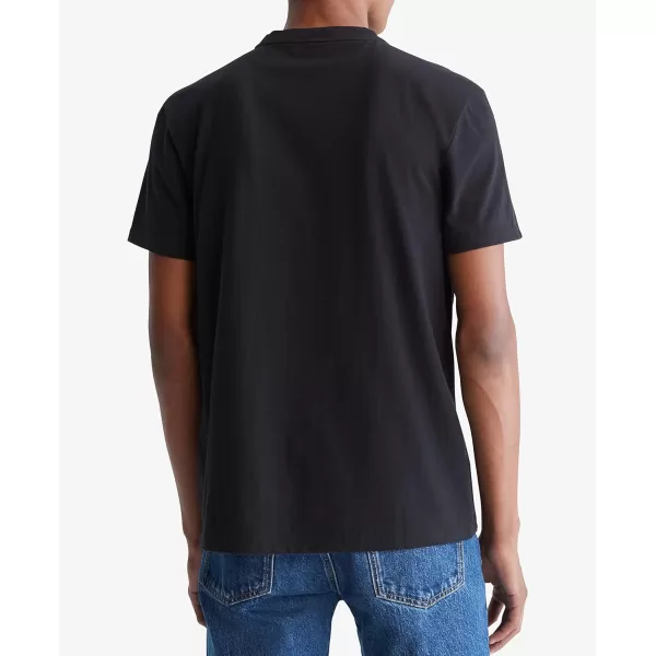 Calvin Klein Mens Smooth Cotton Solid VNeck TShirtBlack Beauty