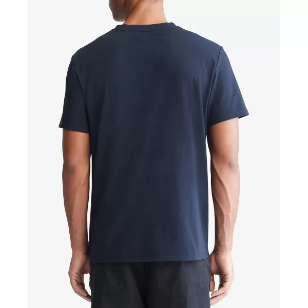 Calvin Klein Mens Smooth Cotton Solid VNeck TShirtDark Sapphire