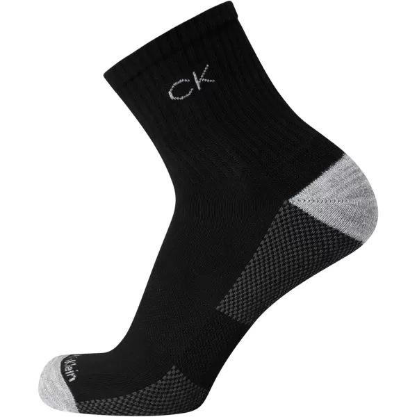 Calvin Klein Mens Socks  Athletic Cushioned High Quarter Cut Socks 6 PackBlack