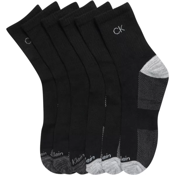 Calvin Klein Mens Socks  Athletic Cushioned High Quarter Cut Socks 6 PackBlack