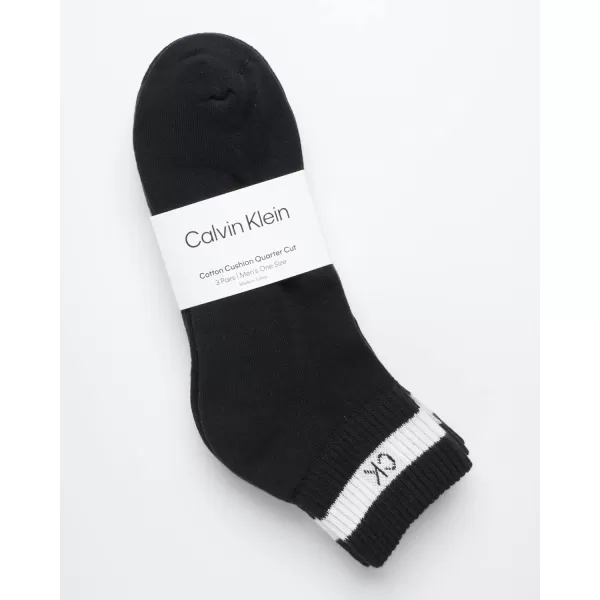 Calvin Klein Mens Socks  Athletic Cushioned High Quarter Cut Socks 6 PackBlack Assorted