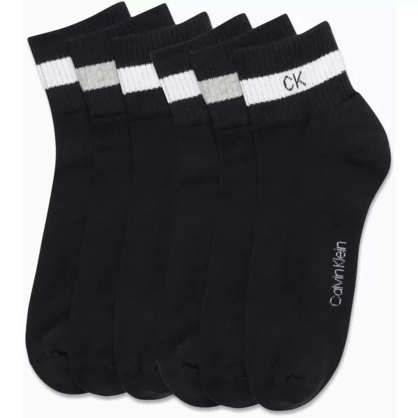 Calvin Klein Mens Socks  Athletic Cushioned High Quarter Cut Socks 6 PackBlack Assorted