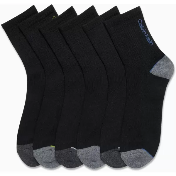 Calvin Klein Mens Socks  Athletic Cushioned High Quarter Cut Socks 6 PackBlack Multi