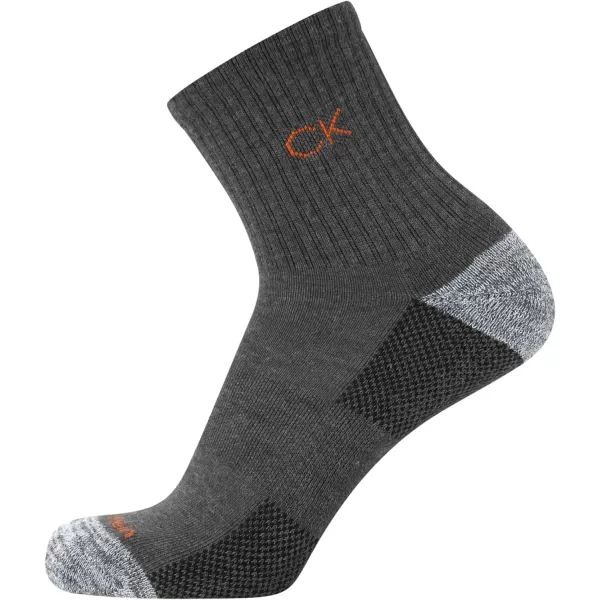 Calvin Klein Mens Socks  Athletic Cushioned High Quarter Cut Socks 6 PackHeather Grey Assorted