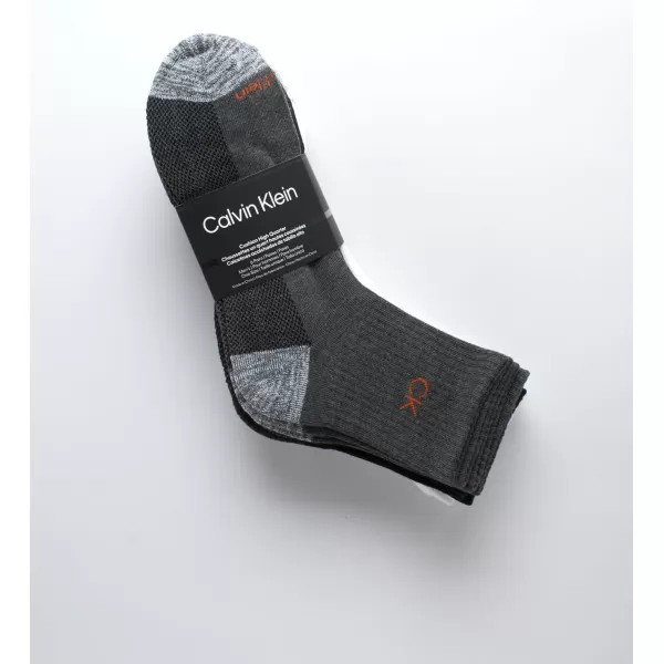 Calvin Klein Mens Socks  Athletic Cushioned High Quarter Cut Socks 6 PackHeather Grey Assorted