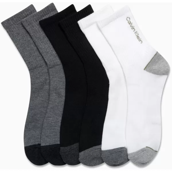 Calvin Klein Mens Socks  Athletic Cushioned High Quarter Cut Socks 6 PackWhite Multi