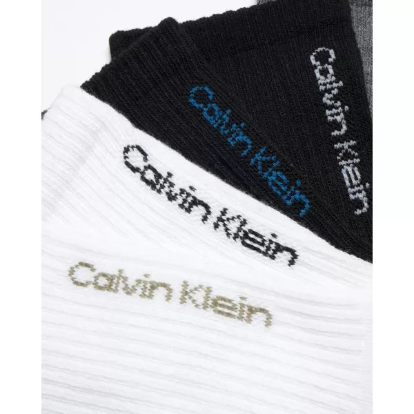 Calvin Klein Mens Socks  Athletic Cushioned High Quarter Cut Socks 6 PackWhite Multi